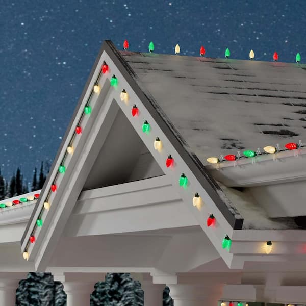 100 Count Red/Green/Warm White Faceted C9 LED Lights