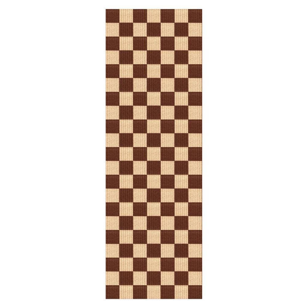 PLAYA RUG Heavy Duty Brown and Creme 36 in. W x 36 ft. Indoor