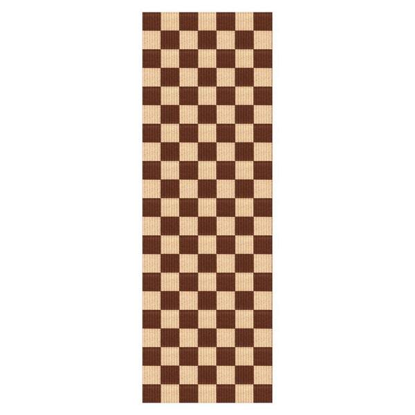 Heavy Duty Brown and Creme 36 in. W x 48 ft. Indoor/Outdoor Checkered Runner Rug