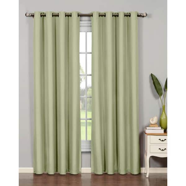 Bella Luna Semi-Opaque Emma Microfiber Extra Wide 84 in. L Room Darkening Grommet Curtain Panel Pair, Sage (Set of 2)