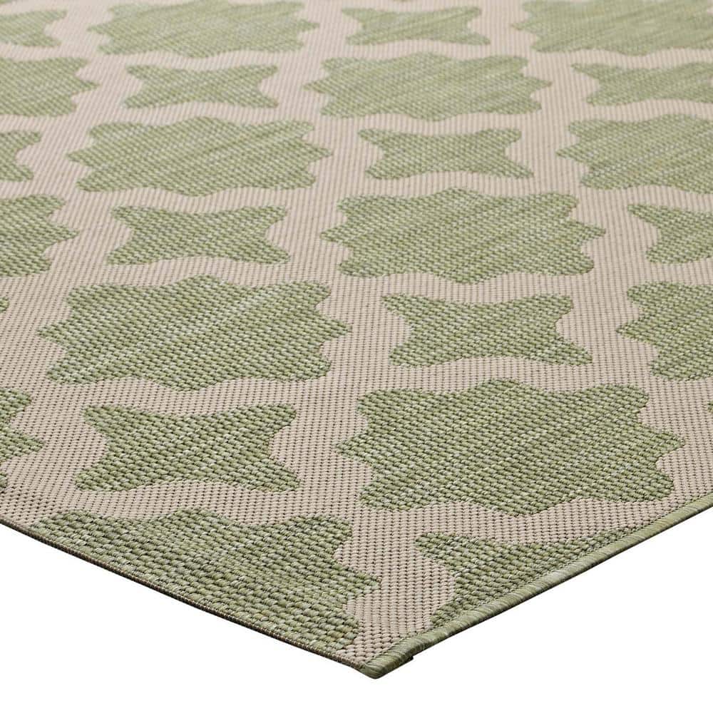 Beige & Light Green 8' x 10' Trellis Synthetic Area Rug