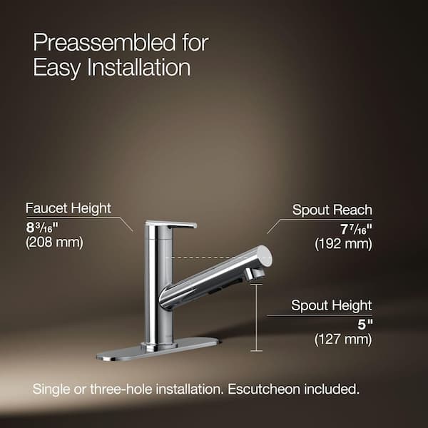 koo KOHLER Crue Single-Handle Pull-Out Sprayer Kitchen Faucet in