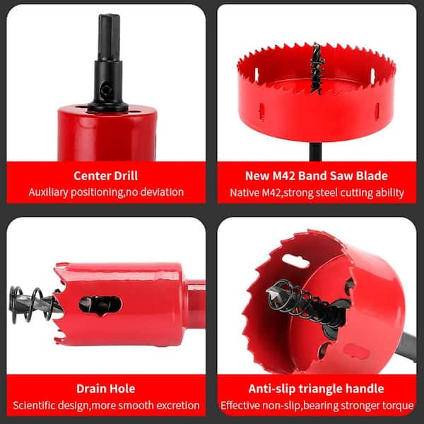JIECHENG 4-Inch HSS M42 Bi-Metal Hole Saw Kit With Arbor - Cuts Wood, Steel, Aluminum Up To 1.5" Deep