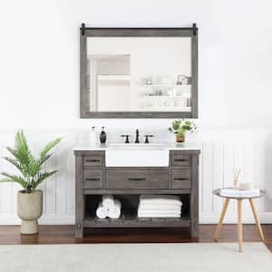 Villareal 48 in.W x 22 in.D x 34 in.H Single Farmhouse Bath Vanity in Classical Grey with Composite Stone Top