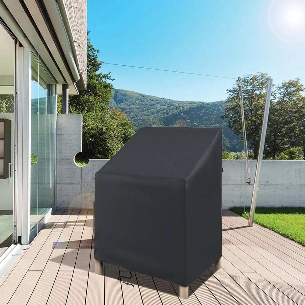 Black Heavy Duty Waterproof Patio Chair Cover, 26" x 26" x 47"