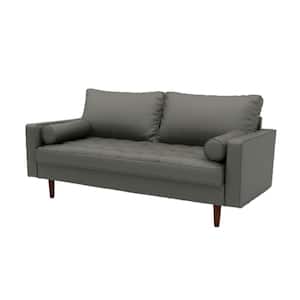 Lincoln 50.39 in. Dark Gray Tufted Faux Leather 2-Seats Loveseat with Square Arms