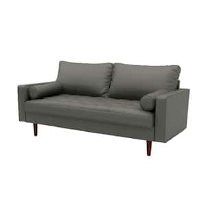 Lincoln 50.4 in. Grey Tufted Faux Leather 2-Seater Loveseat with Square Arms