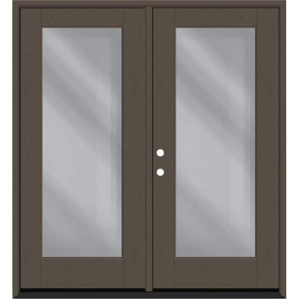 Steves & Sons Regency 72 in. x 80 in. Full Lite Clear Glass Ashwood RHIS Stained Fiberglass Retro Patio Door with 6 in. Jamb