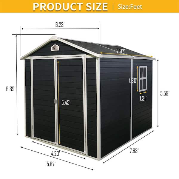 6 ft. W x 8 ft. D Resin Shed with Double Door (48 sq. ft. )