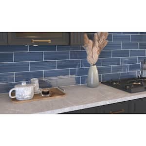 Hand Painted Rectangular 4 in. x 12 in. Coastline 80 Glass tile (10 sq. ft./per Case)