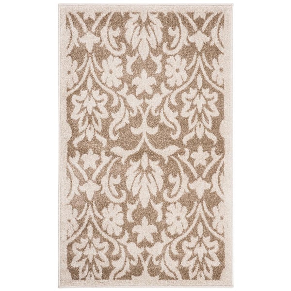 SAFAVIEH Amherst Wheat/Beige Doormat 3 ft. x 4 ft. Border Floral Area Rug