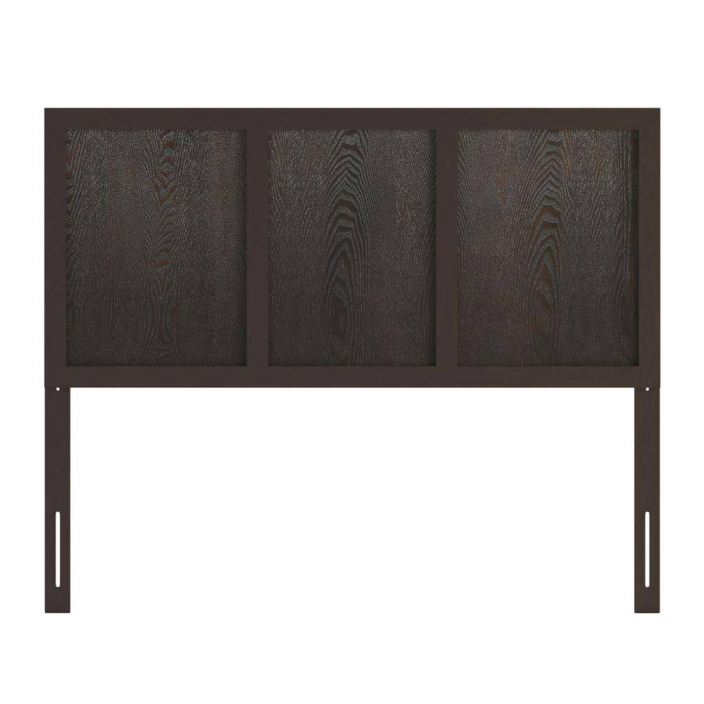 Full Dark Brown Solid Wood Panel Headboard