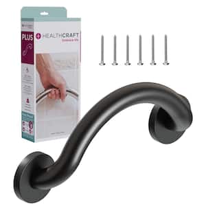 Plus, 14 in. Concealed Screw Grab Bar Crescent Ring, Decorative Grab Bar ADA Compliant (Up to 500 Lb.) in Matte Black