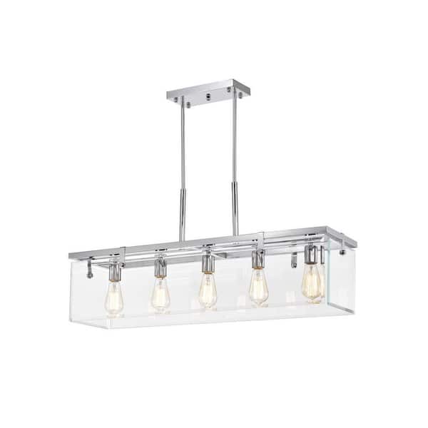 Warehouse of Tiffany Jayne 29 in. 5-Light Indoor Chrome Finish Chandelier with-Light Kit