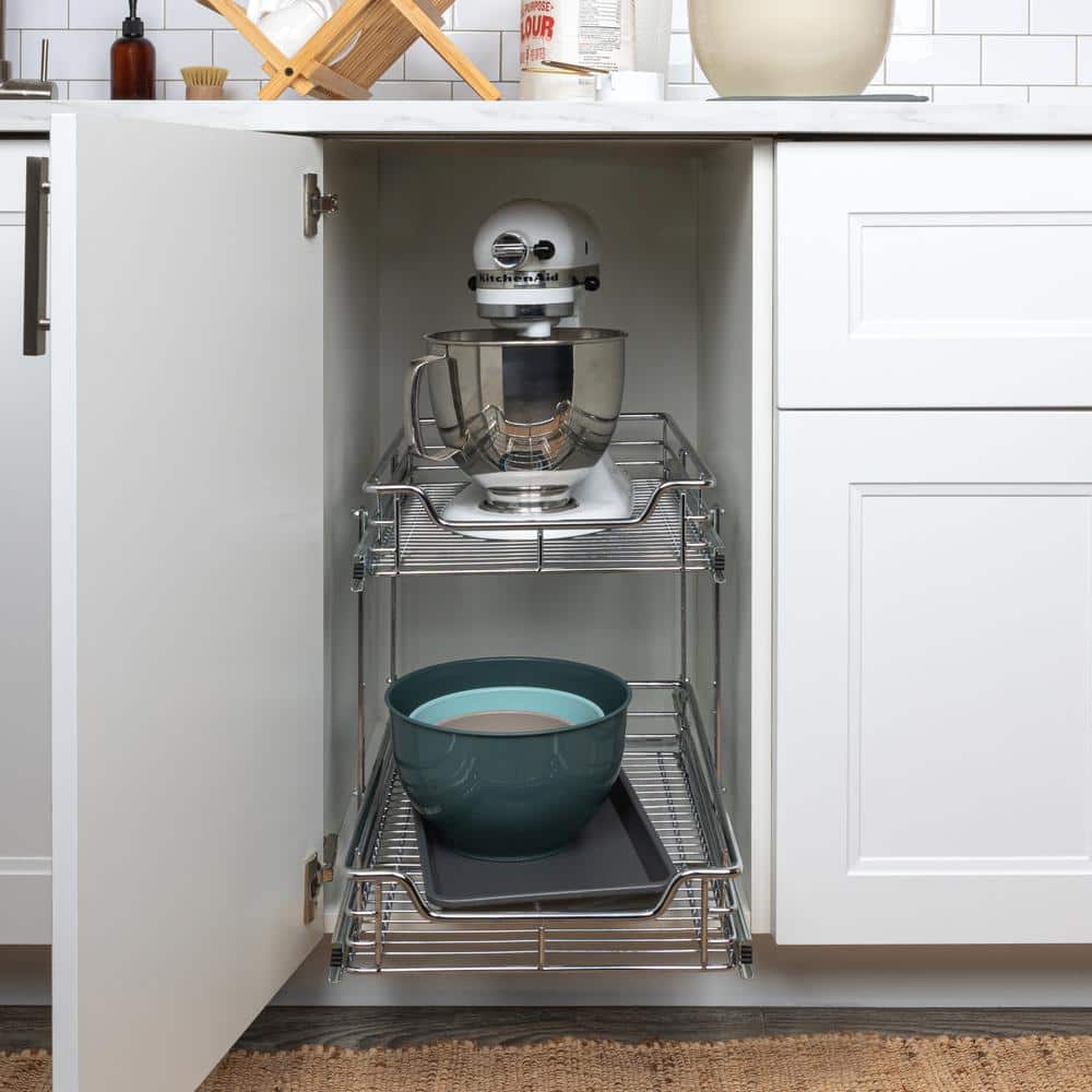Chrome Dual-Tier Pull-Out Cabinet Organizer