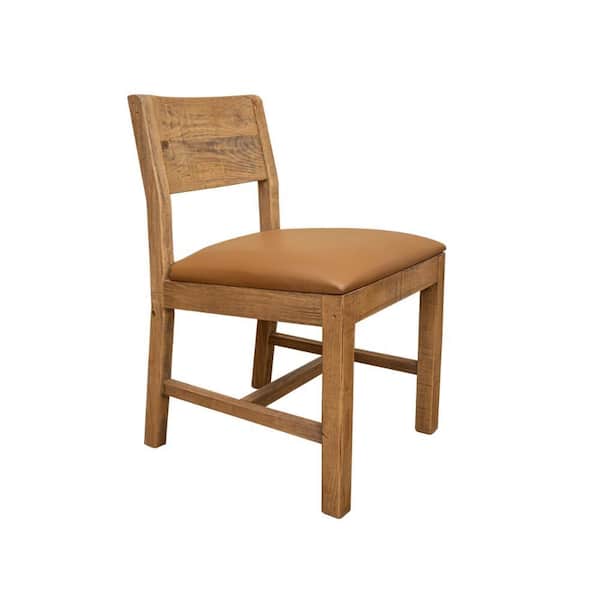 Benjara Brown Fabric Wooden Frame Dining Chair (Set of 2)