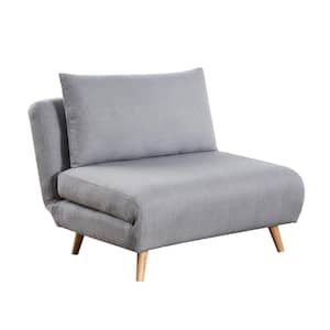 Light Gray Fabric Tri-Fold Sleeper Side Chair Convertible