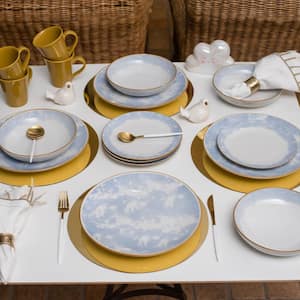 Coup Blue and Yellow 16-Piece Casual Blue and Yellow Porcelain Dinnerware Set (Service for 4)