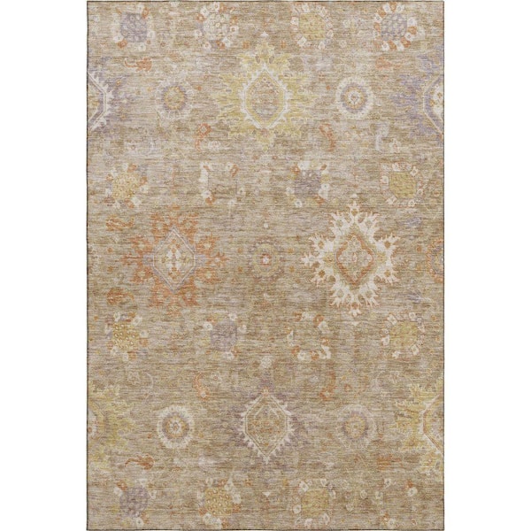 Mayfield Premium Machine Washable Abstract AMF1927 Beige 5 ft. x 7 ft. 6 in. Area Rug