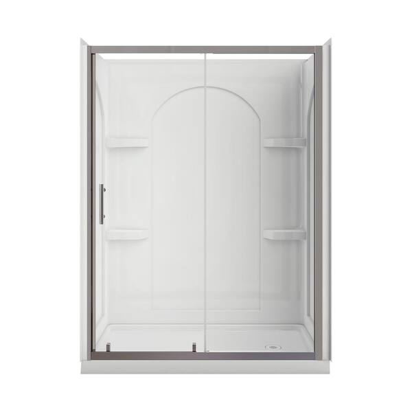 A&E Edson 60 in. L x 32 in. W x 83 in. H Right-Side Alcove Shower Stall/Kit in Chrome