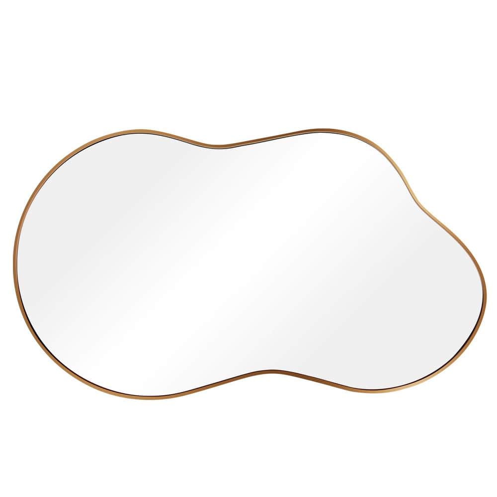 Large Gold Asymmetrical Decorative Wall Mirror with Metal Frame