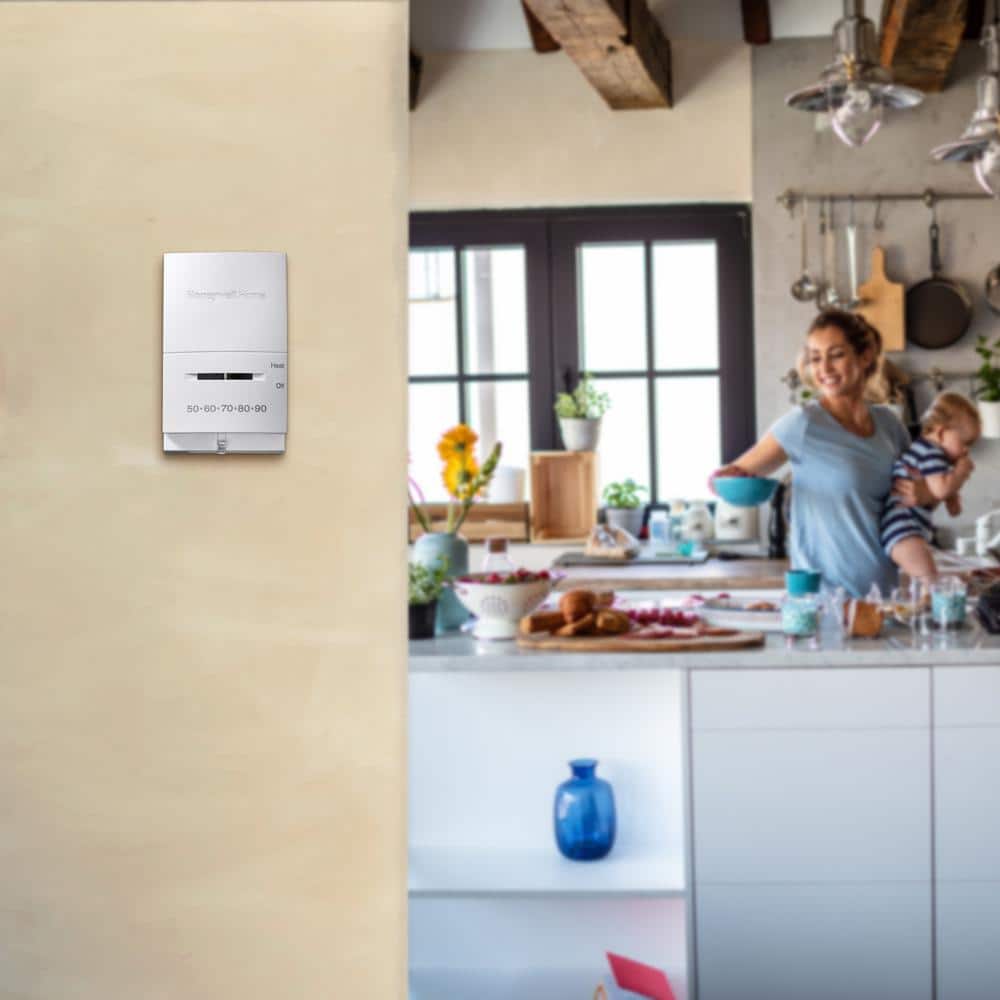 White Rectangular Manual Millivolt Heating Thermostat