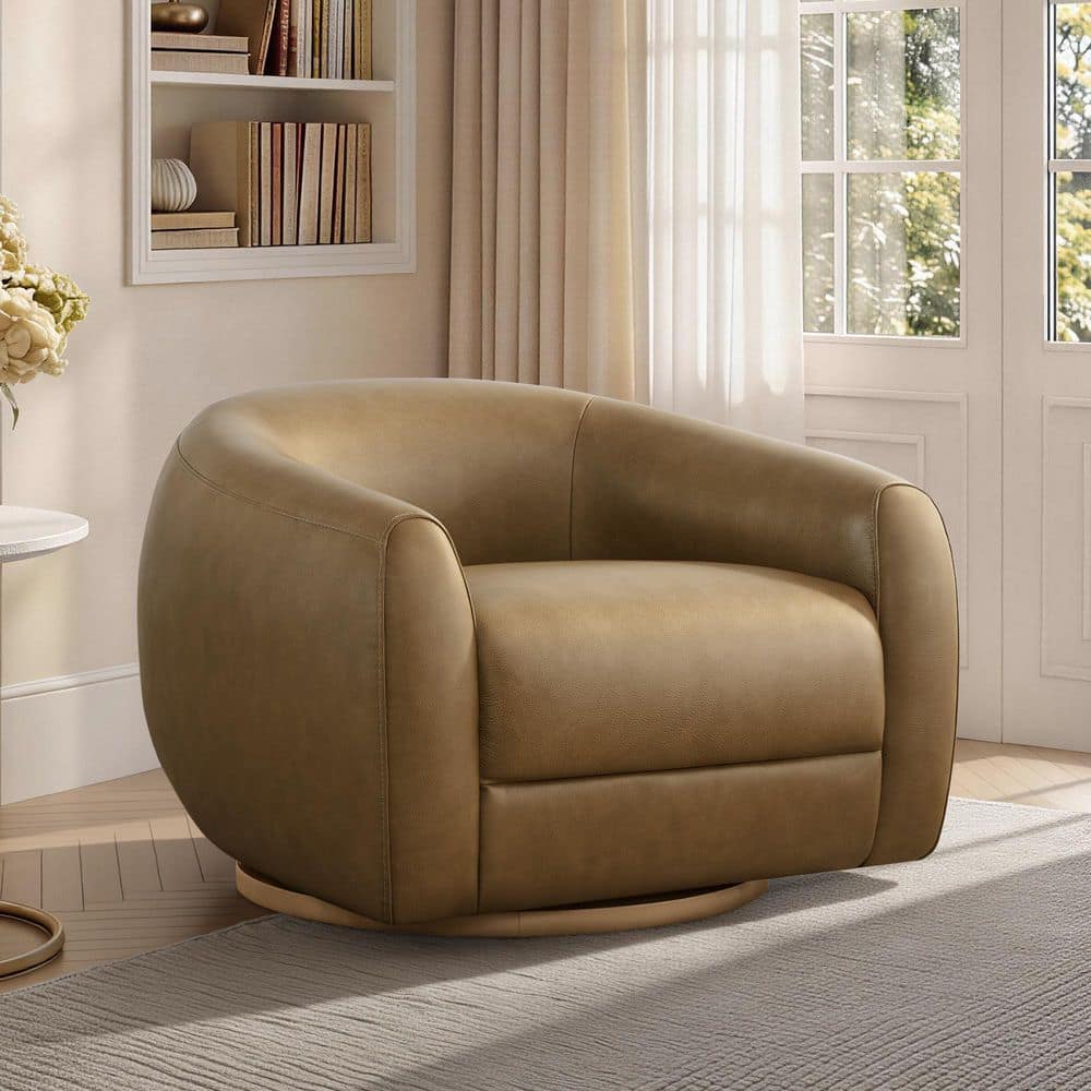 Spruce & Spring Ruma Mocha Genuine Leather No Assembly Required