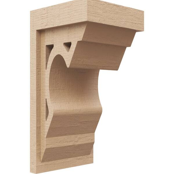 Ekena Millwork 7 in. x 7 in. x 14 in. Series 2 Wide Sheridan Rough Cedar Woodgrain Timberthane Polyurethane Corbel, Primed Tan