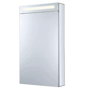 24 in. W x 40 in. H Recessed or Surface Mount Medicine Cabinet in Silver with Mirror and Left Hinge LED Lighting