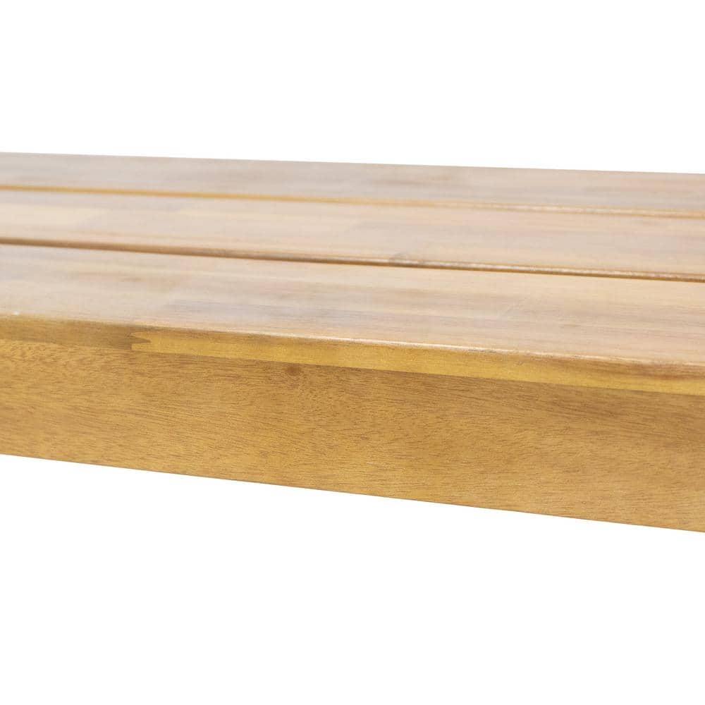 Rustic Acacia Wood 57" Outdoor Bench with Natural Finish