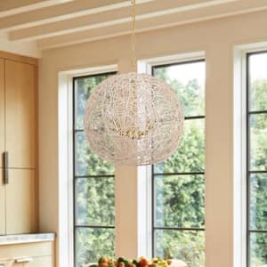 Highler 3-Light Cone Original Wood Cone Chandelier with Rattan Shade