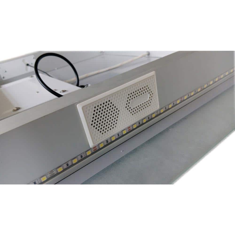 36-Inch Rectangular LED Bathroom Mirror with Bluetooth Speakers