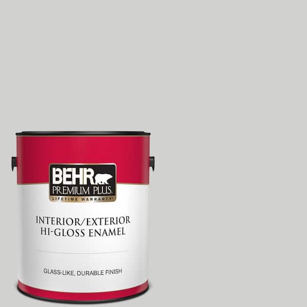 BEHR PREMIUM PLUS 1 gal. #N520-1 White Metal Hi-Gloss Enamel Interior/Exterior Paint