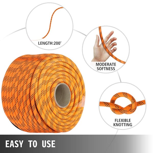 9/16 in. Double Braid Polyester Rope 200 ft. Nylon Pulling Rope 8600 lbs. Breaking Strength Polyester Load Sailing Rope