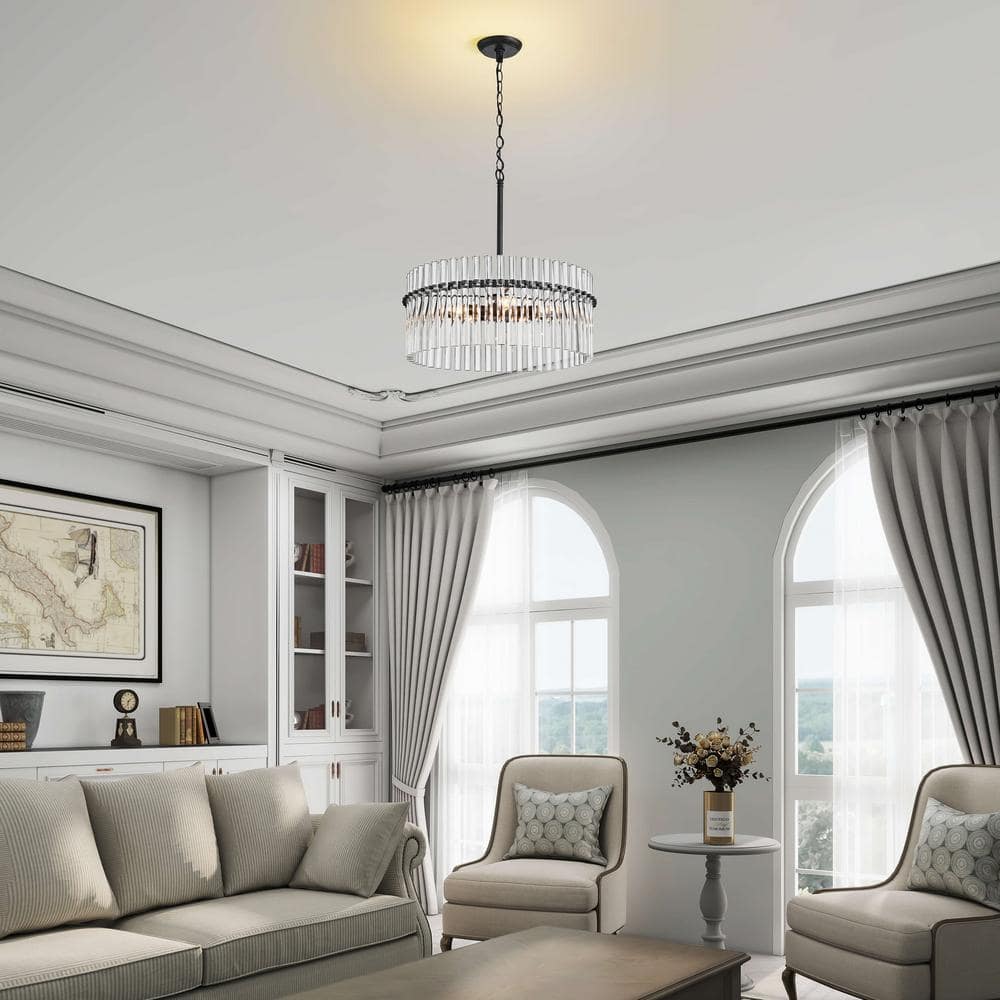 Casandra Antique Black Crystal Chandelier with Adjustable Height