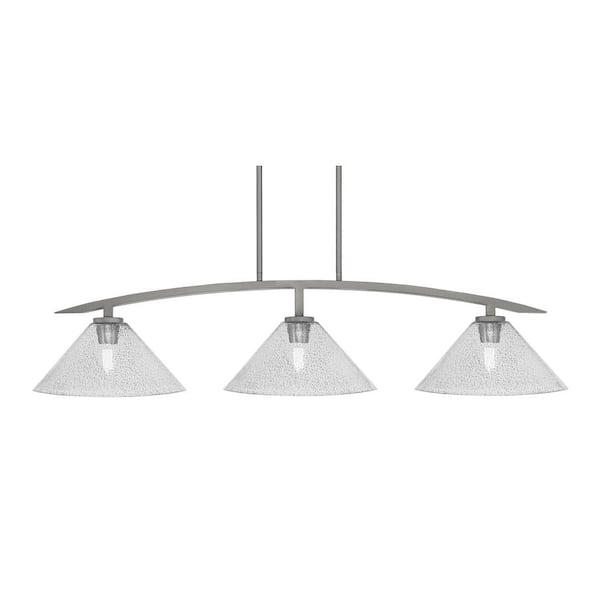 Unbranded Siena 44.75 in. 3-Light Graphite Chandelier with 12 in. Smoke Bubble Glass Shades, no bulbs included