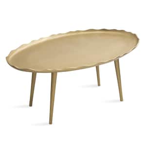 Alessia 34 in. Gold Oval Metal Coffee Table
