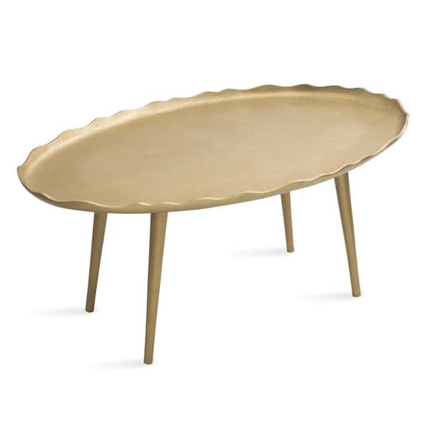 Kate and Laurel Alessia 34 in. Gold Oval Metal Coffee Table