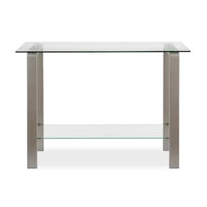 Asta 42 in. Nickel Rectangular Glass Top Console Table