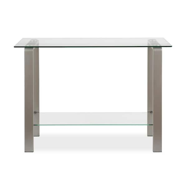 Meyer&Cross Asta 42 in. Nickel Rectangular Glass Top Console Table