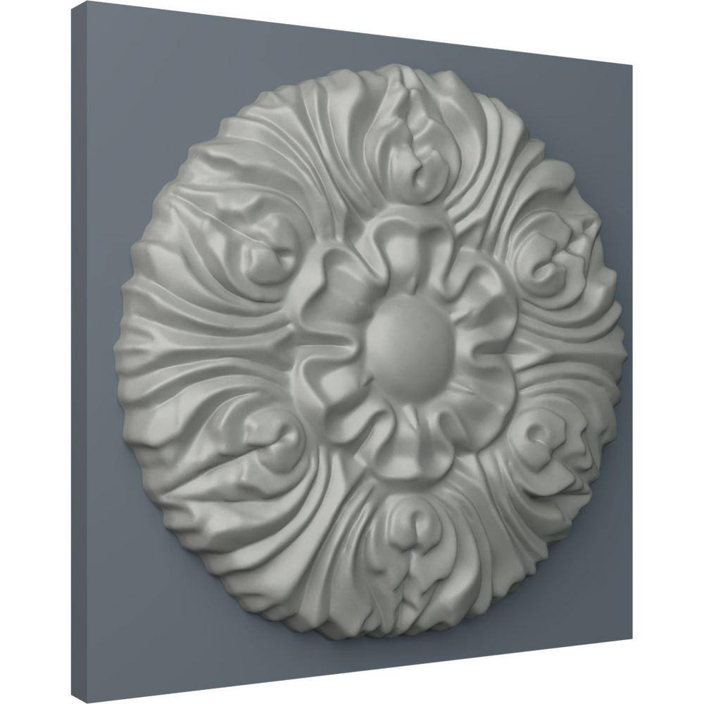 Primed Floral Round Rosette 3 7/8" Diameter