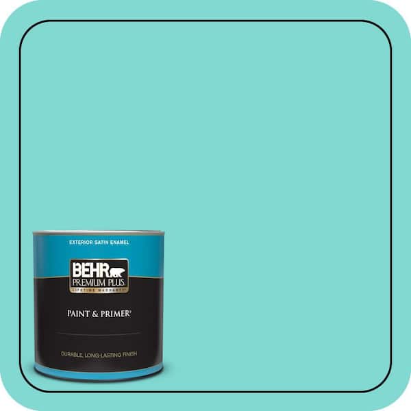 BEHR PREMIUM PLUS 1 qt. #MQ4-22 Key Largo Satin Enamel Exterior Paint & Primer