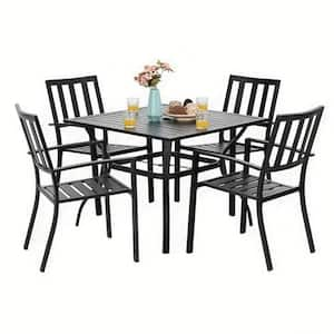 5-Pieces Outdoor Dining Set Patio Furniture 38 in. Round Patio Table with 1 ft. 5 in. Umbrella Hole