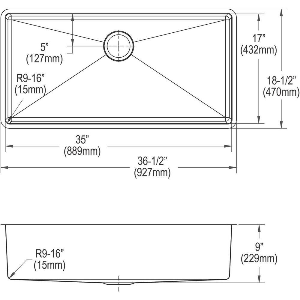 Crosstown 37" Stainless Steel Single Bowl Undermount Sink