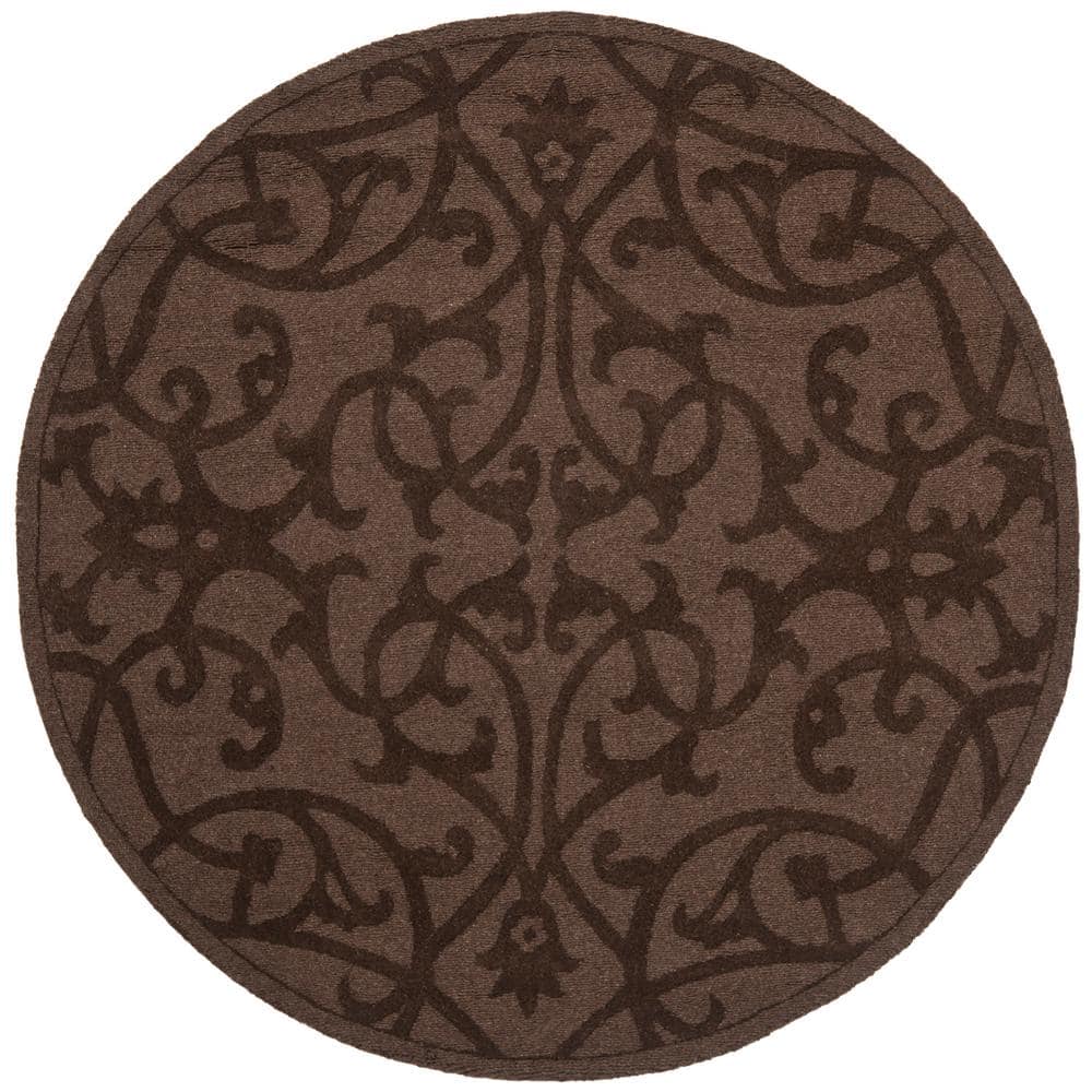 Handmade Round Gray Wool Tufted Area Rug