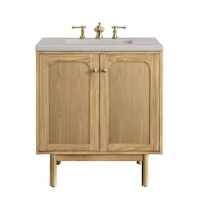 Laurent 30.0 in. W x 23.5 in. D x 34.2 in. H Bathroom Vanity in Light Oak with Eternal Serena Quartz Top