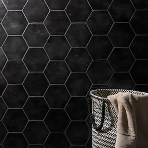Appaloosa Black Hexagon 7 in. x 8 in. Porcelain Floor and Wall Tile (10.76 sq. ft./Case)