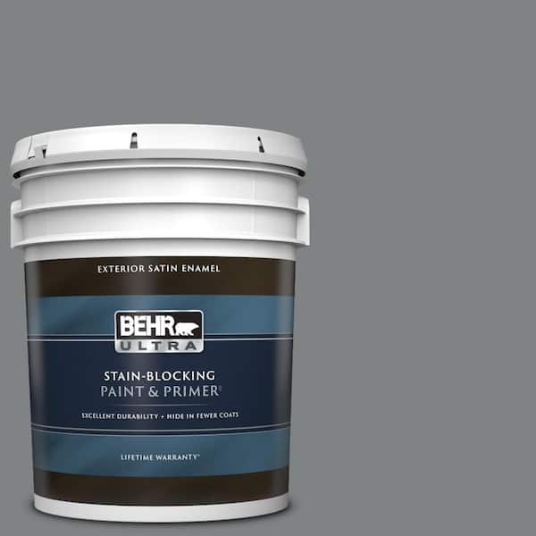 BEHR ULTRA 5 gal. #PPU26-03 Legendary Gray Satin Enamel Exterior Paint & Primer