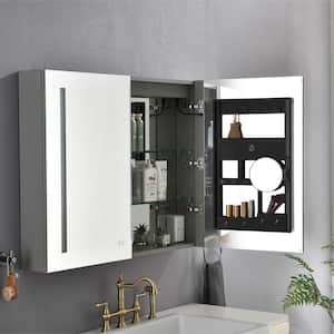 40 in. W x 30 in. H Rectangular Aluminum Medicine Cabinet with Mirror Lighted Storage Cabinet with Touch Switch