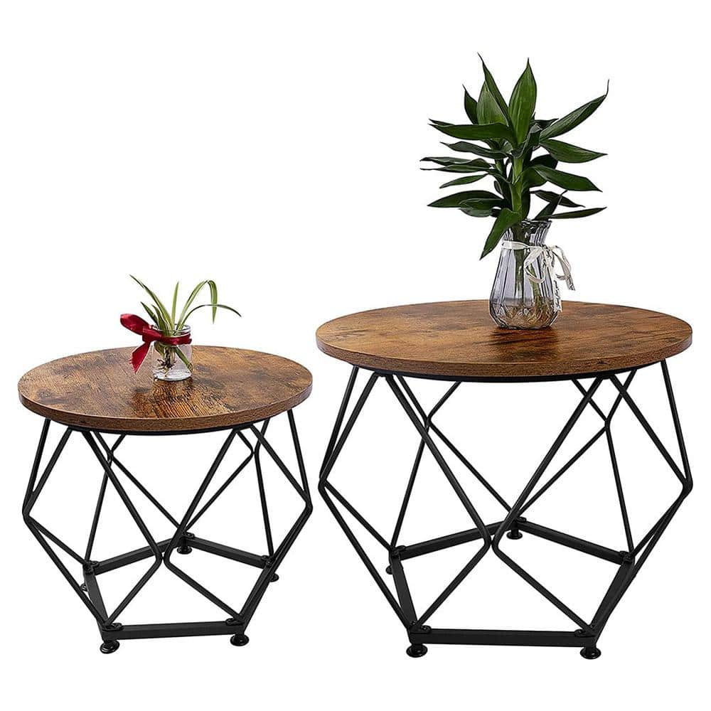 Sudzendf Outdoor Side Table Round Coffee Table Set of 2 End Table Set